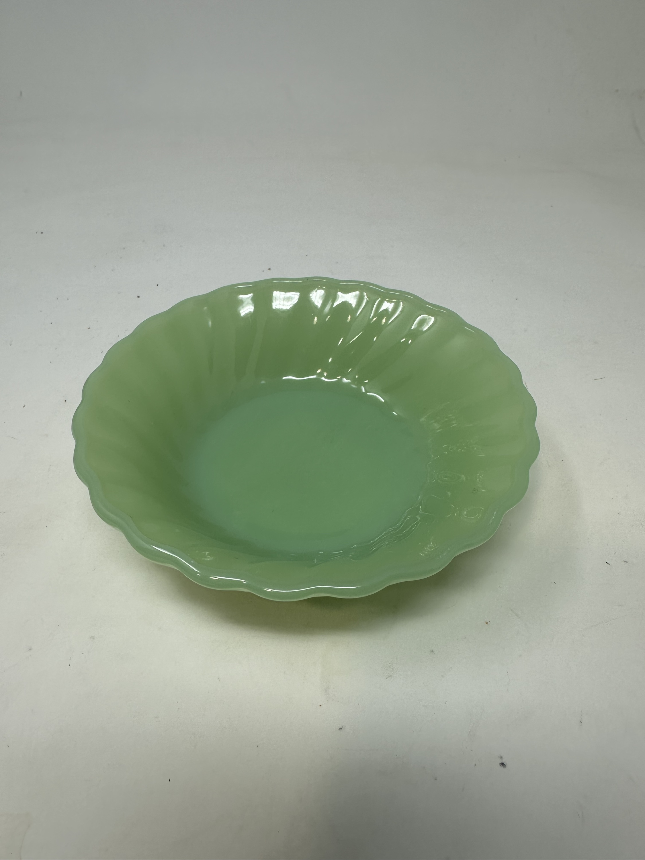 Jadeite plate store swirl shell Fire King