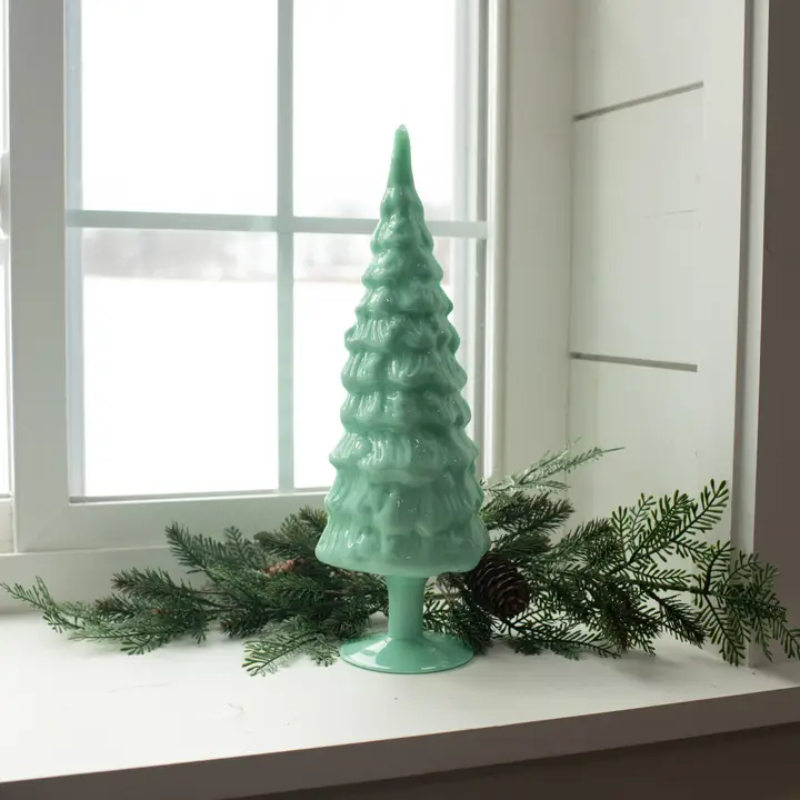 GLASS, WINTER, CHRISTMAS, DECORATION Jadite Jadeite Christmas Tree